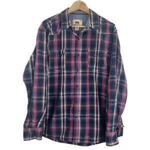 Dakota Grizzly Western Shirt Men's Size XL Pearl Snap Red/Navy Plaid Country Fit